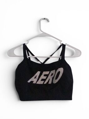 Aeropostale Black Graphic Crop Tank
